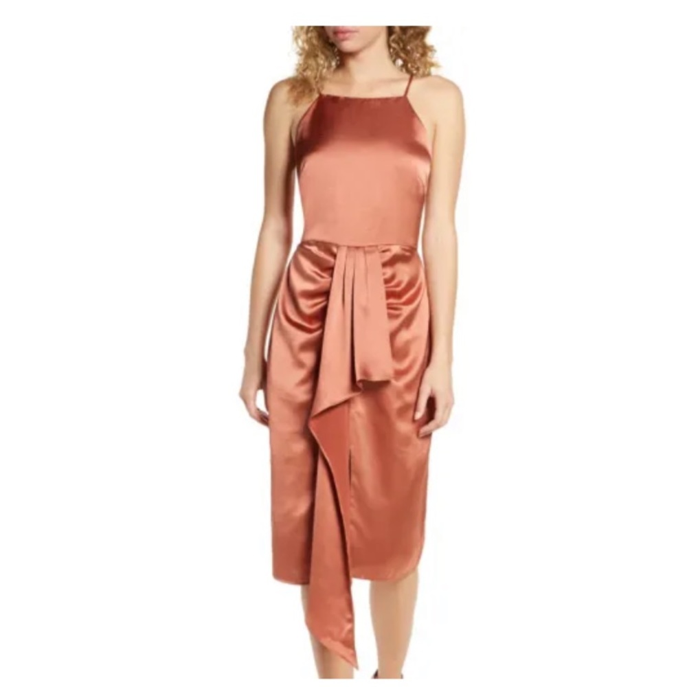Harlan‎ ruched strapped midi dress. NWT. Retail 156 only at Nordstrom.